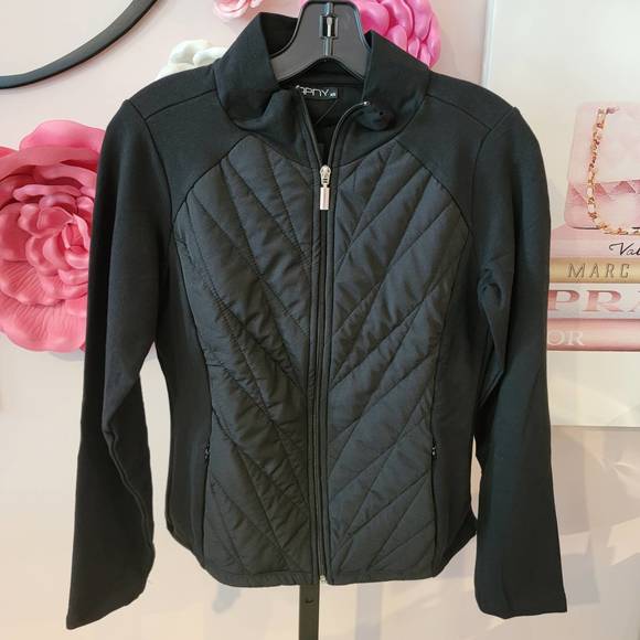 NEW APNY french terry quilted zip front jacket in black - Picture 1 of 1